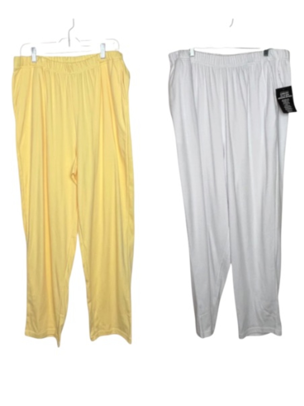 Lot of 2 Roaman’s NWT Pull On Knit Pants White Yellow Plus Size 22/24 1X
